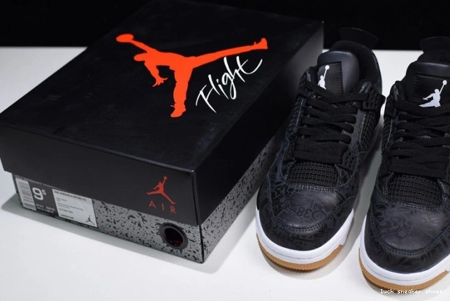 Rep LUCY CI1184-001 Black Jordan Air 4 Laser Retro 0805